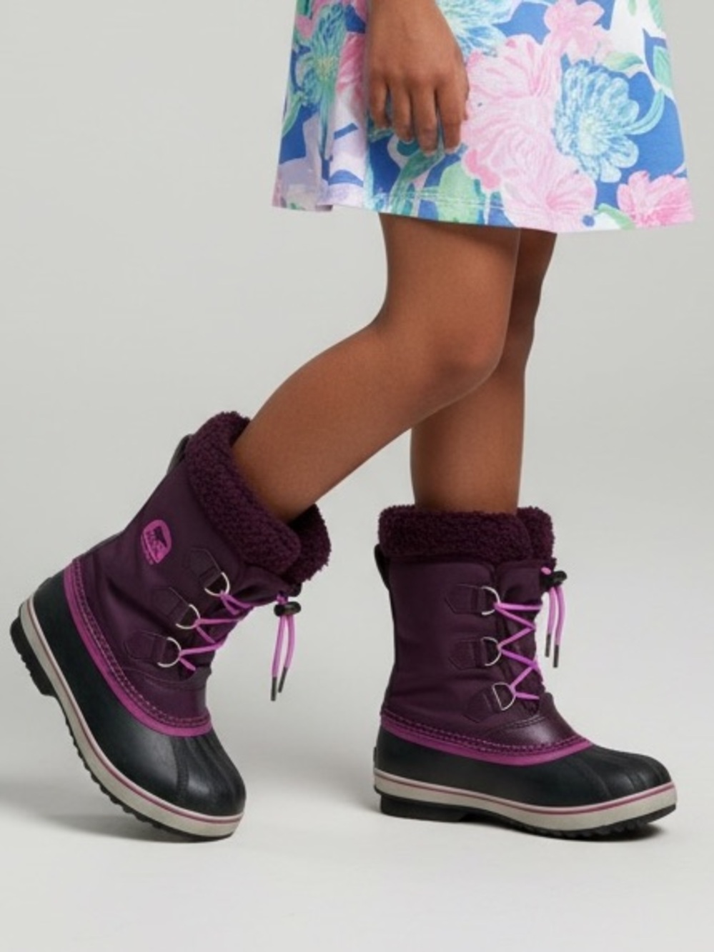 Sorel Purple Winter Snow Boots Waterproof Insulated Fleece Big Girl Size 4